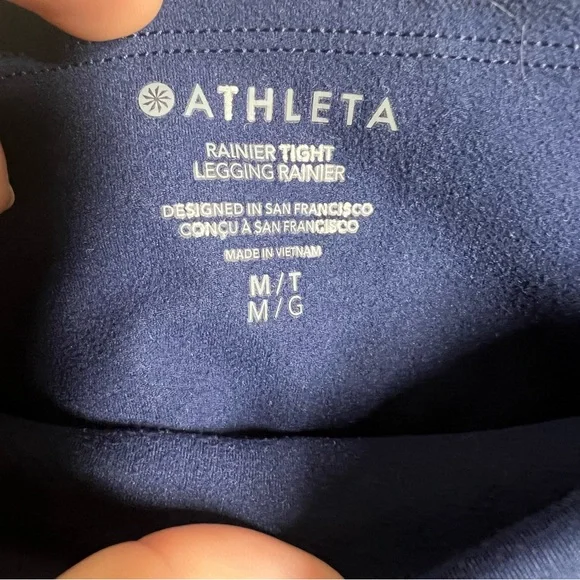 Athleta Womens Rainier Tights Leggings Navy Blue Size Medium Tall Workout - Picture 5 of 8